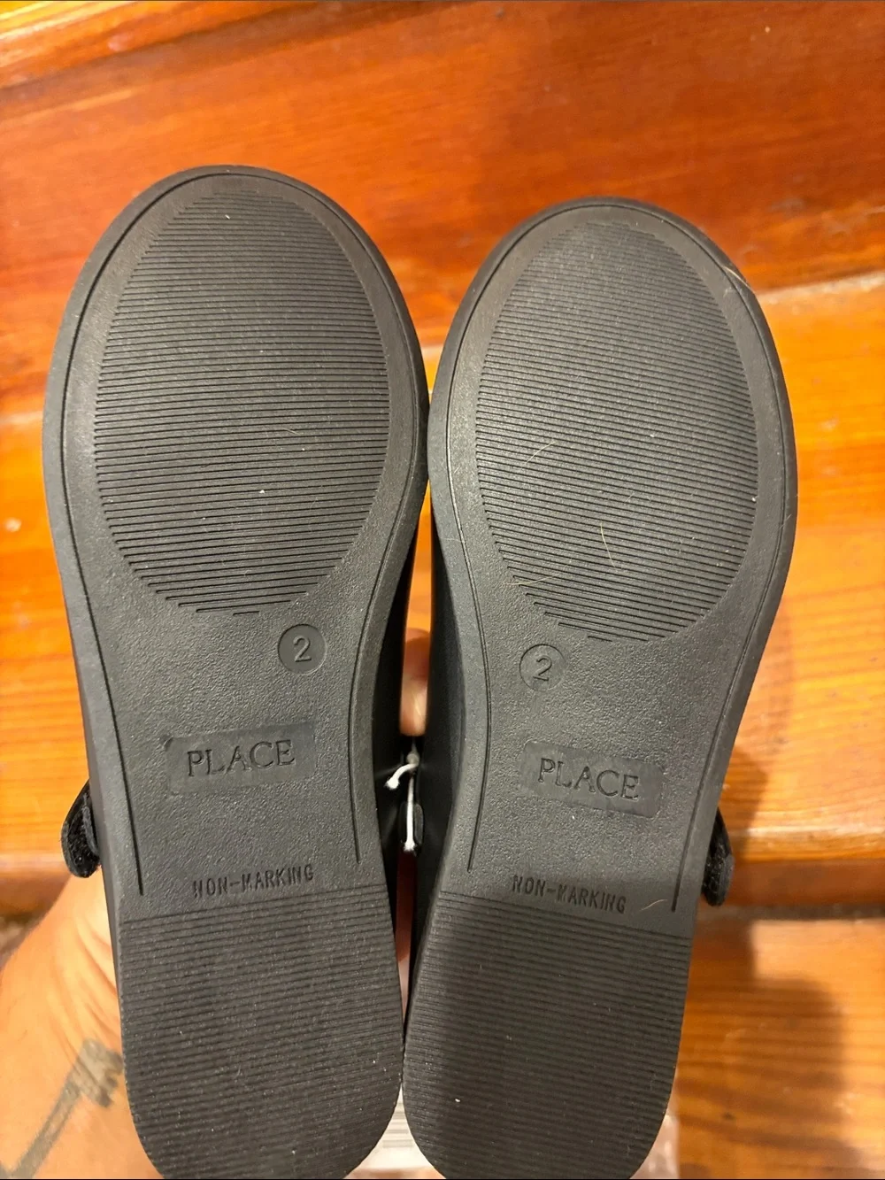 the childrens place scalloped mary jane black leather flats girls sz 2 nwt